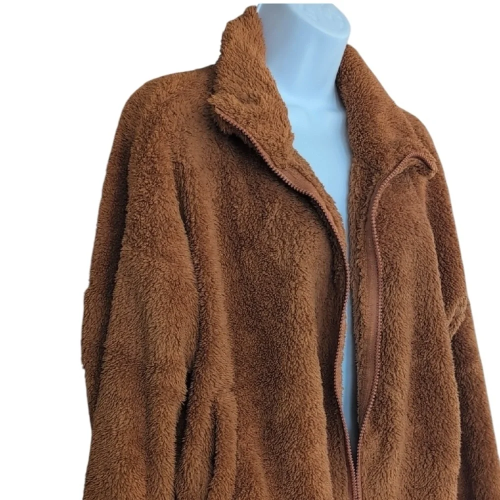 SHEIN Cozy‎ Burnt Orange Full Zip Sherpa Style Coat M